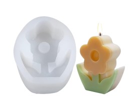 Molde silicona vela flor con hoja